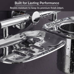 Plantex J4 Stainless Steel 2in1 Soap Dish with Tumbler Holder/Soap Stand/Tooth Brush Holder/Bathroom Accessories - (Chrome)-5