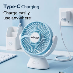 AGARO Delight Mini Desk Fan, Rechargeable & Portable-5