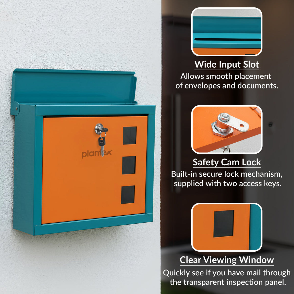 Plantex GI Steel Letter Box/Complaint Box/Small Suggestion Box for Office/Post Box for Home/Wall Mount Mail Box - (Green & Orange)-6