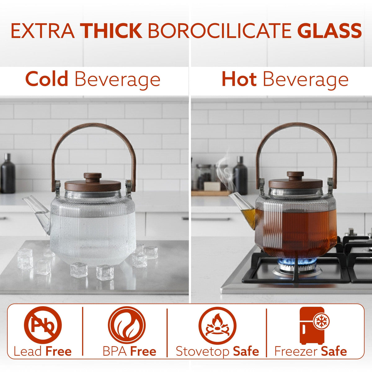 AGARO Elite 600ml Borosilicate Glass Kettle | Heat Resistant, Stovetop & Microwave Safe, Durable Clear Glass for Tea, Co