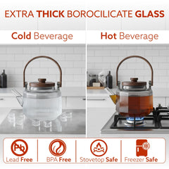 AGARO Elite 600ml Borosilicate Glass Kettle | Heat Resistant, Stovetop & Microwave Safe, Durable Clear Glass for Tea, Co