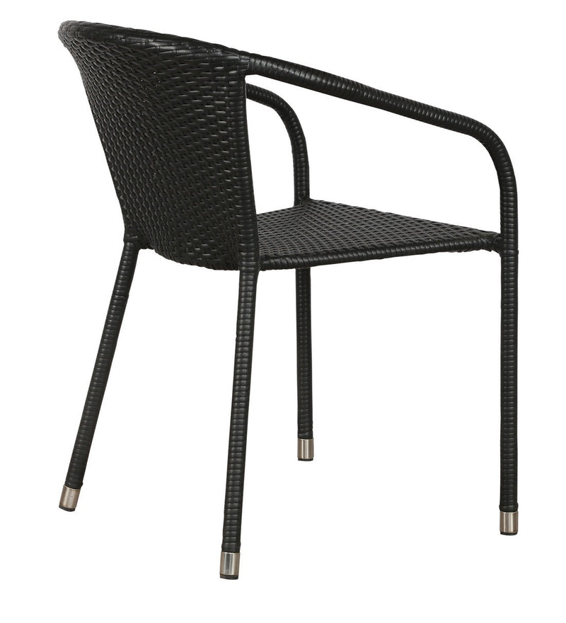 Duke Outdoor Patio Seating Set 4 Chairs and 1 Table Set (Black)