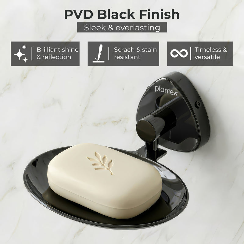 Plantex J4 Stainless Steel Wall Mounted Soap Holder for Bathroom/Soap Holder for Kitchen/Soap Stand for Bathroom/Bathroom Accessories (PVD Black Finish) Angel-4