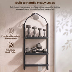 Plantex Stainless Steel Shower Rack/Self Adhesive Shower Caddy for Bathroom Hanging/3 Layer Shower Shelf for Bathroom with Soap Dish Holder,Toothbrush Holder (1520, Black)-6