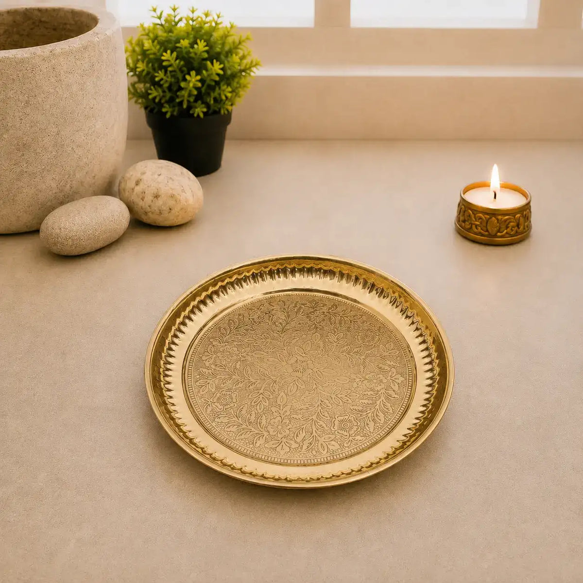 Brass Vastu Glass Shree Yantra Tortoise And Plate With Velvet Box (6 Inch)