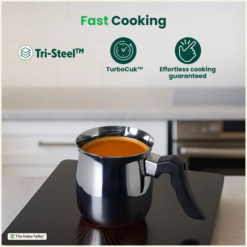 Stainless Steel Turkish Coffee Warmer - Stay-Cool Handle, Induction Friendly, 100% Food-Safe – 500ml / 900ml