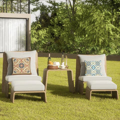 Kraus Outdoor Patio Seating Set 2 Chairs 2 Footrest and 1 Table Set (Honey)