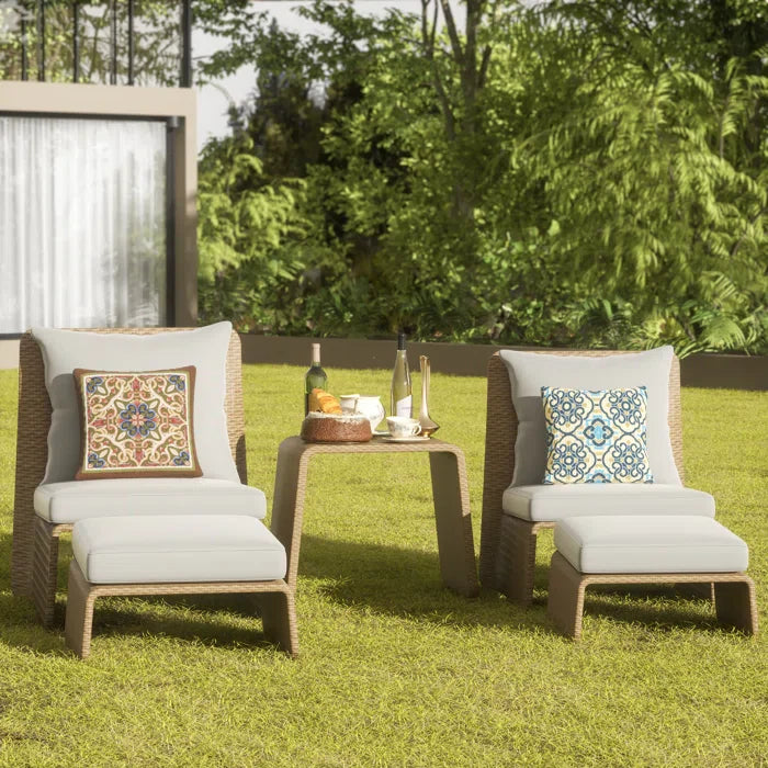 Kraus Outdoor Patio Seating Set 2 Chairs 2 Footrest and 1 Table Set (Honey)