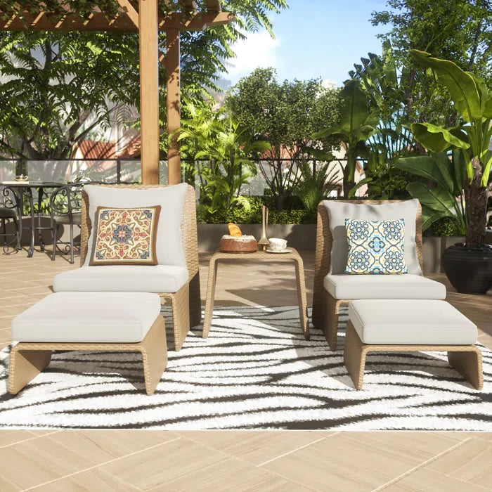 Kraus Outdoor Patio Seating Set 2 Chairs 2 Footrest and 1 Table Set (Honey)
