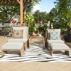 Kraus Outdoor Patio Seating Set 2 Chairs 2 Footrest and 1 Table Set (Honey)