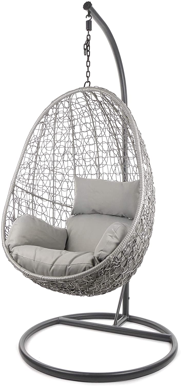 Calabresi Single Seater Hanging Swing With Stand For Balcony , Garden Swing (Dark Grey)