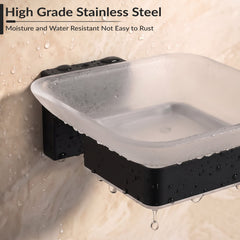 Plantex Stainless Steel Glass Soap Dish for Bathroom/Soap Holder/Soap Case/Soap Stand for Kitchen/Bathroom Accessories - Aqua (Black)-4