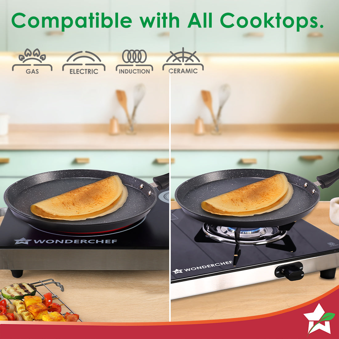 Duralite Die-cast 28 cm Dosa Tawa | 5 Layer Healthy Duramax Non-Stick Coating | Soft Touch Handle | Pure Grade Aluminium | PFOA Free | 2 Year Warranty | Grey