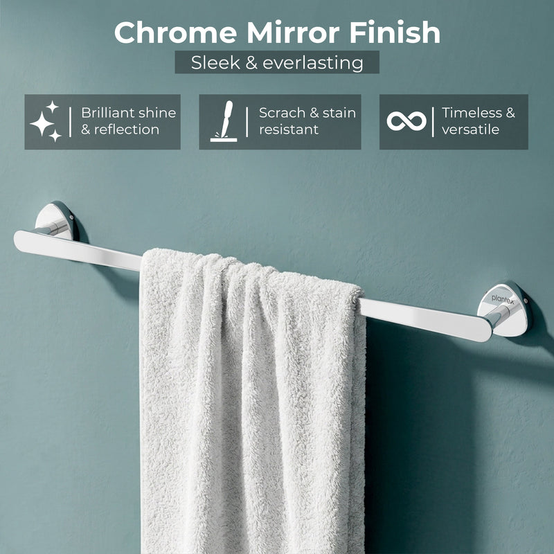 Plantex J4 Stainless Steel Towel Holder in Bathroom/Cloth Hanger for Bathroom/24 Inch Single Towel Rod/Bathroom Accessories (Chrome Finish) Angel-5