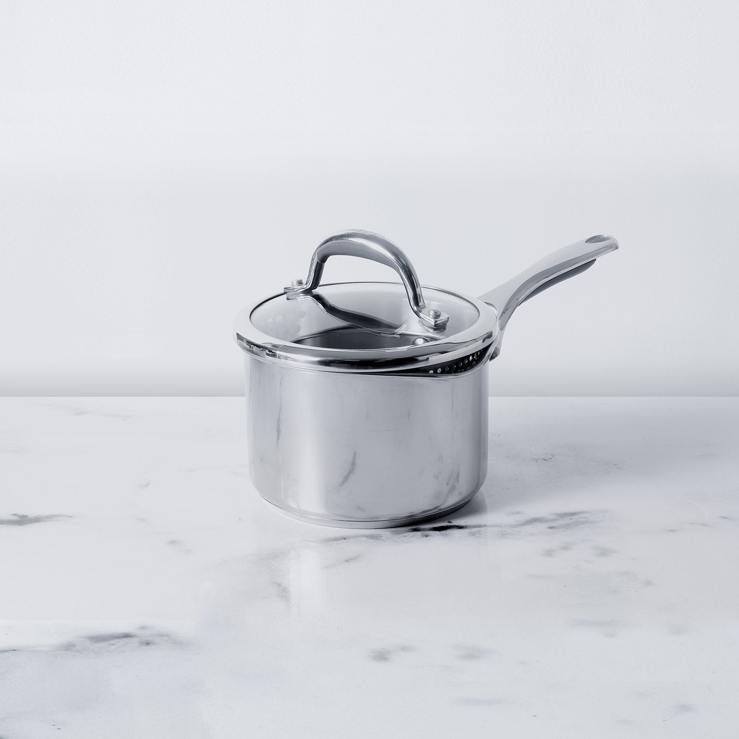 Meyer Select Stainless Steel Straining Saucepan 16cm (Induction & Gas Compatible)