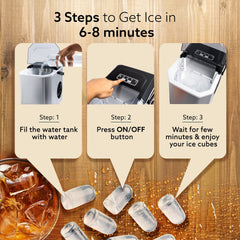 AGARO Regal Ice Maker, Compact Ice Maker, 1.2L water Tank, 9 Pcs bullet Ice Cube at a time, Stainless Steel Body