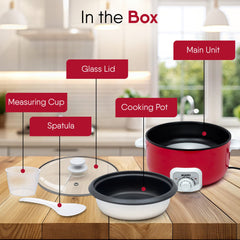 AGARO Regal Electric Multi Cooking Pot, 3L, 1200W, Automatic Boiler, Steamer, Fryer, Aluminium Pot, Glass Lid, Adjustabl