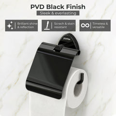 Plantex J4 Stainless Steel Toilet Paper Holder for Bathroom/Tissue Holder for Washroom/Toilet roll Holder for Wall Mounted/Bathroom Accessories (PVD Black Finish) Angel-4