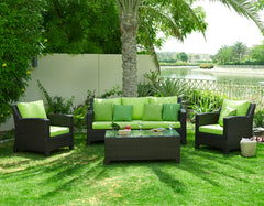 Alfonsoo Outdoor Patio Sofa Set 5 Seater and 1 Center Table (Dark brown)
