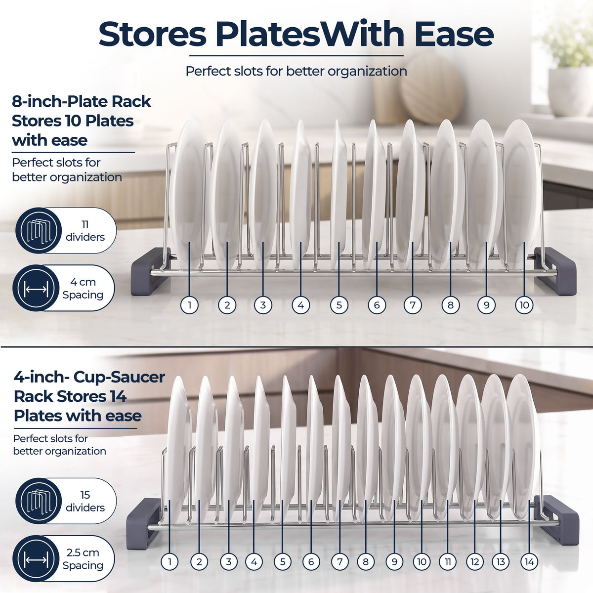 Plantex Stainless Steel Thali Stand/Plate Rack-Stand/Dish Rack/Plate Fixer for Modular Kitchen/Tandem Box Accessories- Set of 2 (Chrome)-5