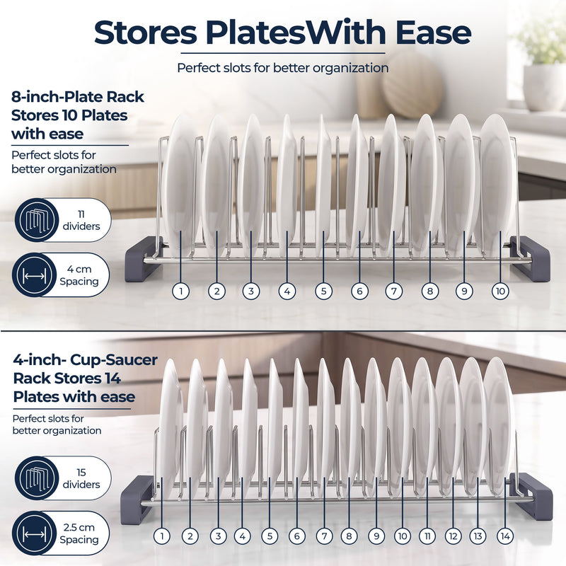 Plantex Stainless Steel Thali Stand/Plate Rack-Stand/Dish Rack/Plate Fixer for Modular Kitchen/Tandem Box Accessories- Set of 2 (Chrome)-5