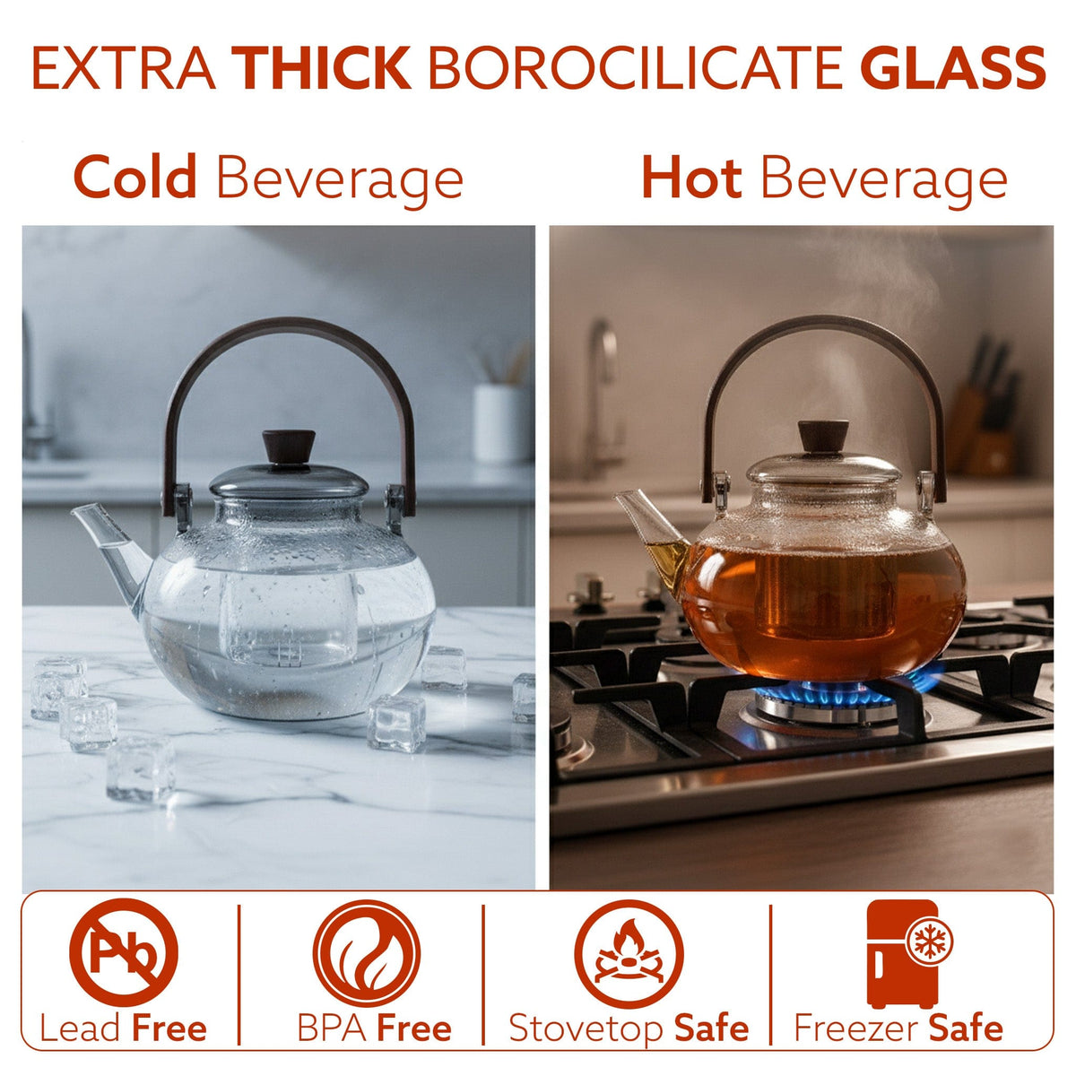 AGARO Adore Borosilicate Glass Kettle 900ml | Heat Resistant, Durable Clear Glass, Stovetop & Microwave Safe, Ideal for 