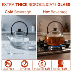 AGARO Adore Borosilicate Glass Kettle 900ml | Heat Resistant, Durable Clear Glass, Stovetop & Microwave Safe, Ideal for 