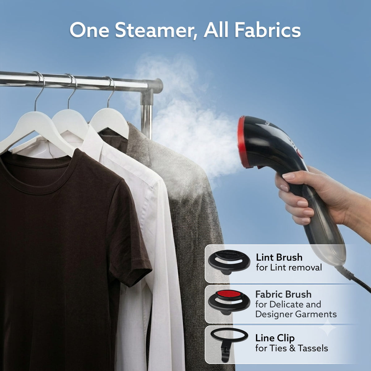 AGARO Elite Garment Steamer - 1500W Steamer for Ironing Clothes - 25g/min, 3 Steam Modes, 100ml Tank, Compact & Lightweight, Travel Friendly, For All Fabric-5