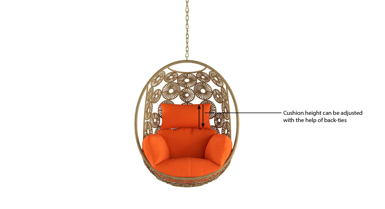 Luoni Single Seater Hanging Swing Without Stand For Balcony , Garden Swing (Honey)