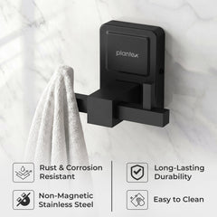 Plantex 304 Grade Stainless Steel Robe Hook/Wall Hooks for Hanging Clothes/Bathroom Hooks for Hanging/Wall Mounted Cloth Hanger - Darcy(Black)-5