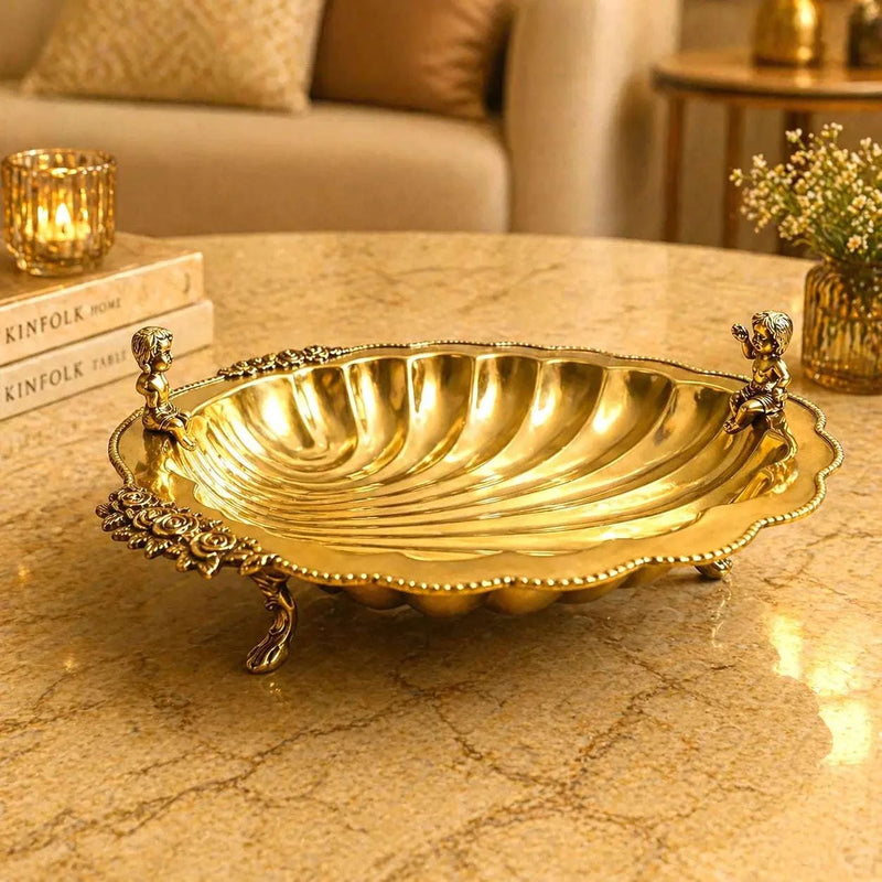 Brass Shell Shaped Decorative Serving Tray / Bowl (13 Inch)