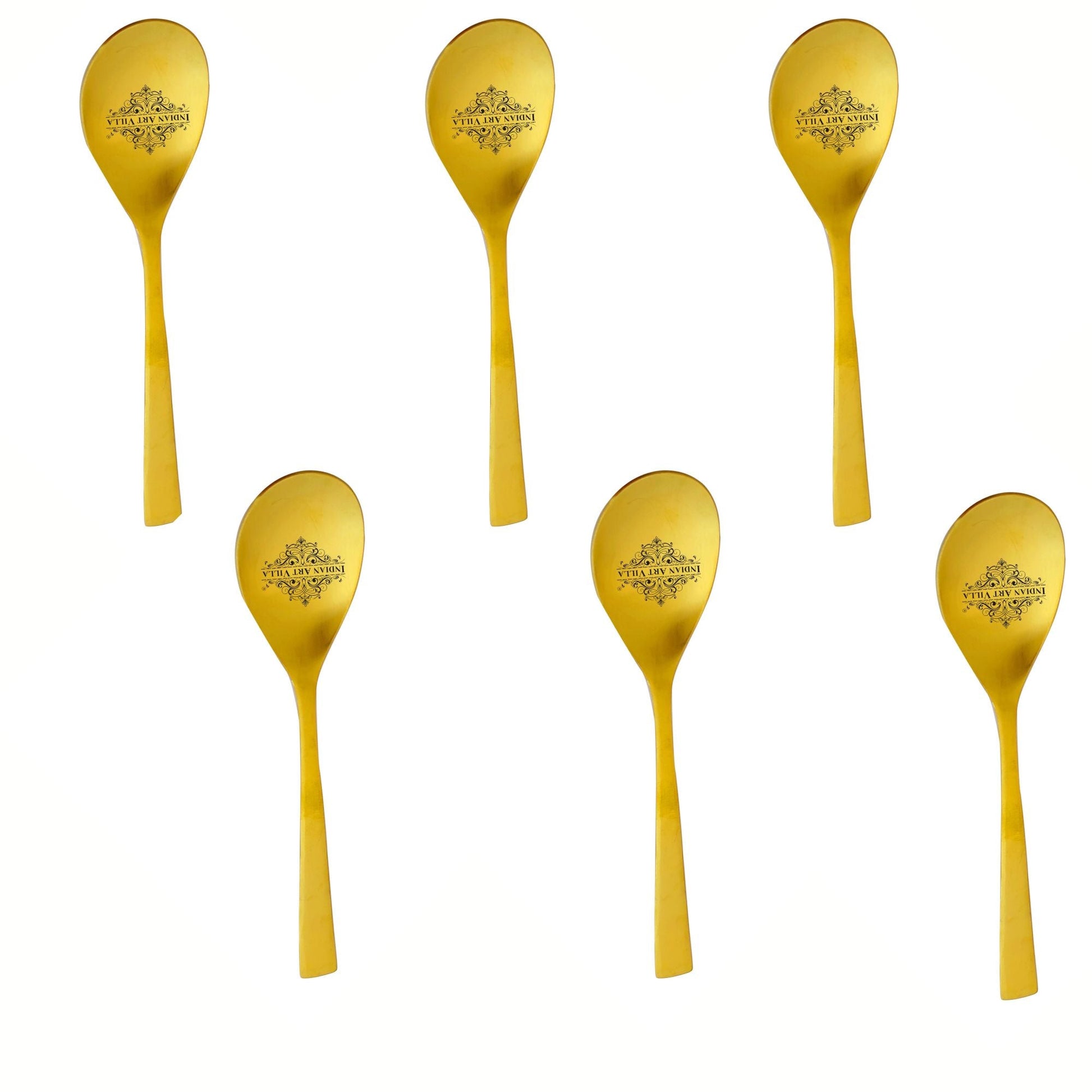 Stainless Steel With Brass Finish Serving Spoon, 1 Pieces