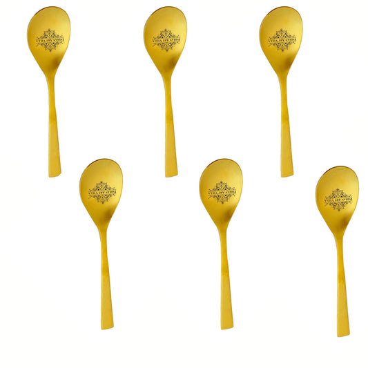 Stainless Steel With Brass Finish Serving Spoon, 1 Pieces