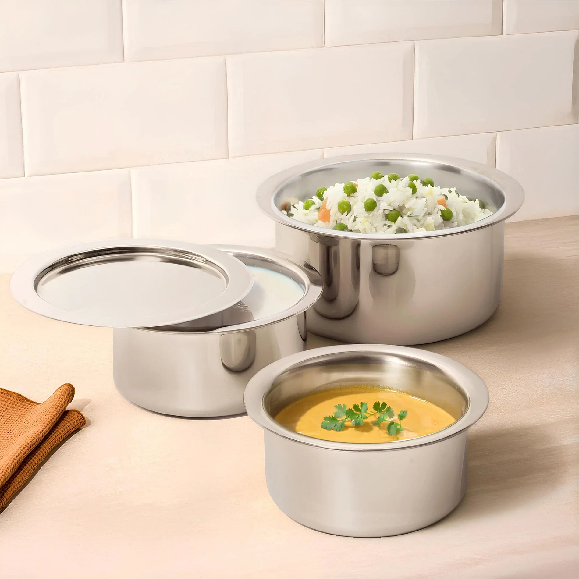MEYER Trivantage set of 2 Tri-ply Stainless Steel Tope With Lid ( 16,18 cm)