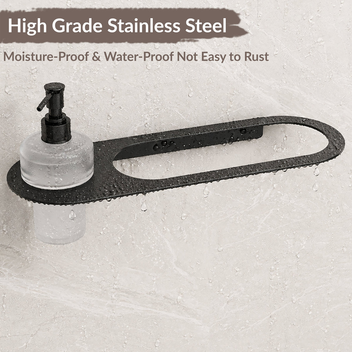 Plantex Stainless Steel Napkin Ring with Soap Dispenser for Bathroom/Bathroom Towel Hanger for Wall/Towel Ring Bathroom Accessories - Pack of 1 (Black)-1
