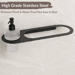 Plantex Stainless Steel Napkin Ring with Soap Dispenser for Bathroom/Bathroom Towel Hanger for Wall/Towel Ring Bathroom Accessories - Pack of 1 (Black)-1