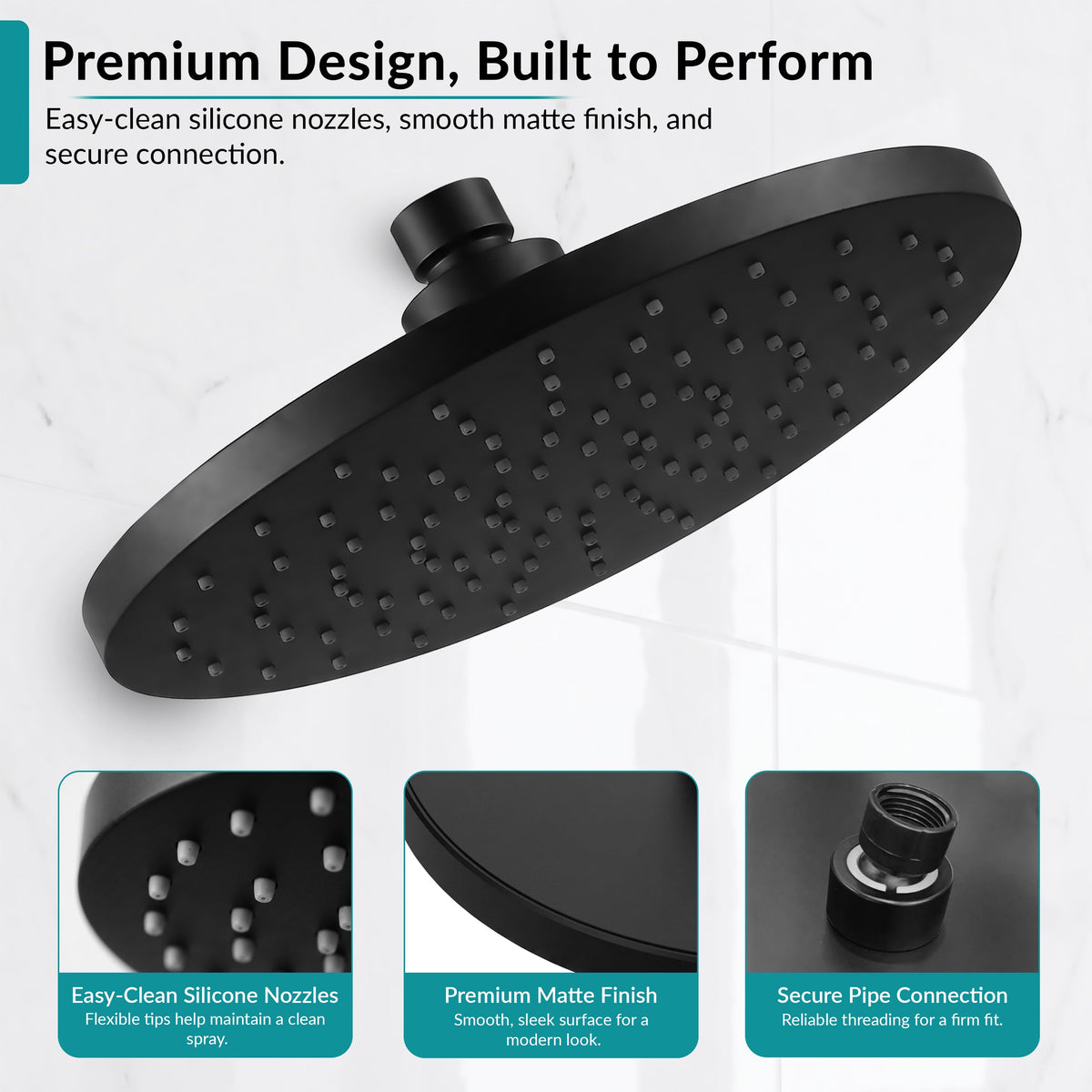 Plantex ABS Round Head Shower/10 Inch Overhead Rain Shower for Bathroom/Shower for Home/Hotel/Adjustable Shower Head for Bathroom - Pack of 1 (Black, D609)-6