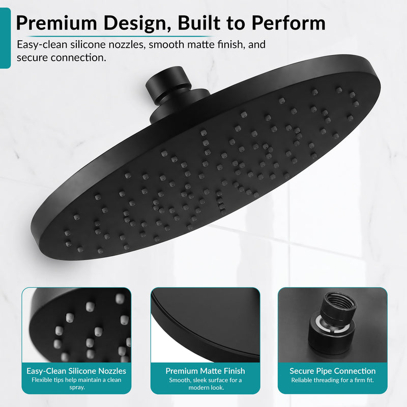 Plantex ABS Round Head Shower/10 Inch Overhead Rain Shower for Bathroom/Shower for Home/Hotel/Adjustable Shower Head for Bathroom - Pack of 1 (Black, D609)-6