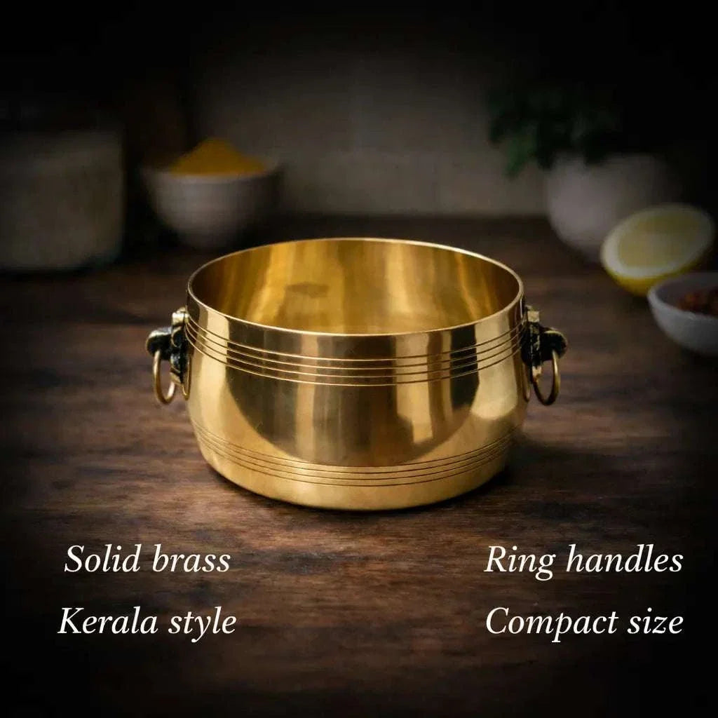 Brass Shankh Chakra Namah Kerala Rice Vessel (2 Inch)