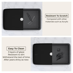 Plantex Wash Basin for Bathroom/Ceramic Basin/Rectangle Table Top Basin/Wash Basin for Home/Restaurant (Charcoal Black - 26 x 15 x 5 Inch)-6