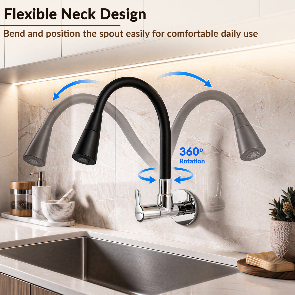 Plantex Flexible Sink Cock for Kitchen/Sink Tap with Pull Down Sprayer-3