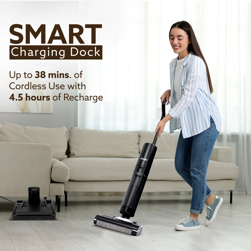 AGARO Royal Mop & Vacuum Cleaner, Lightweight Cordless Cleaner for Multi-Surface Hard Floor, Brushless Motor, Smart Disp