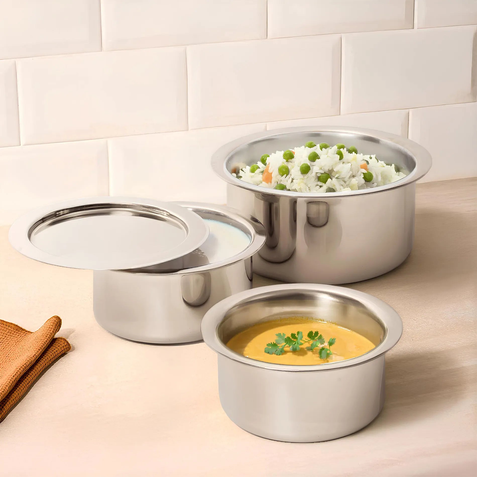 MEYER Trivantage set of 2 Tri-ply Stainless Steel Tope With Lid (14,16cm)