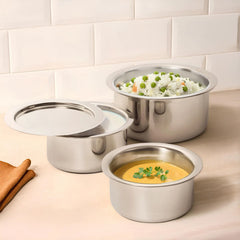 MEYER Trivantage set of 2 Tri-ply Stainless Steel Tope With Lid (14,16cm)