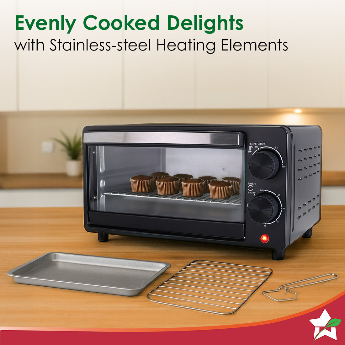 Oven Toaster Griller (OTG) for Kitchen, 10 L, Multi-function, For Baking, Grilling, Roasting, Heat-Resistant Glass, Customised Time & Temperature Control, Easy to Clean, 2-Yr Warranty