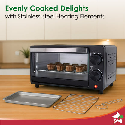 Oven Toaster Griller (OTG) for Kitchen, 10 L, Multi-function, For Baking, Grilling, Roasting, Heat-Resistant Glass, Customised Time & Temperature Control, Easy to Clean, 2-Yr Warranty