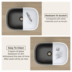 Plantex Wash Basin for Bathroom/Ceramic Table Top Washbasin/Countertop Vessel Sink Basin - Indo-European Collection (EQTT-521,18 x13x 5 Inch)-4