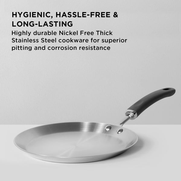 Meyer Trivantage Stainless Steel Triply Cookware Flat Tawa, 28cm
