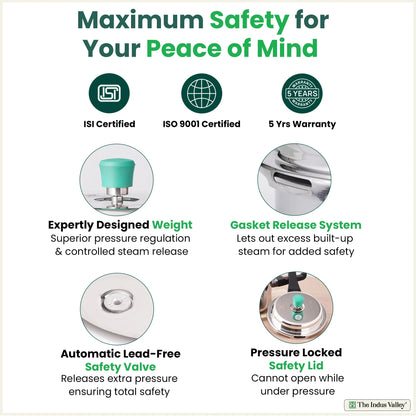 RapidCuk Tri-ply Stainless Steel Pressure Cooker, Premium Quality, 3 Layer Thick Body, Heavy Bottom, 100% Safe, ISI Certified, 5 Yr Warranty, Induction & Gas, 2/3/5L