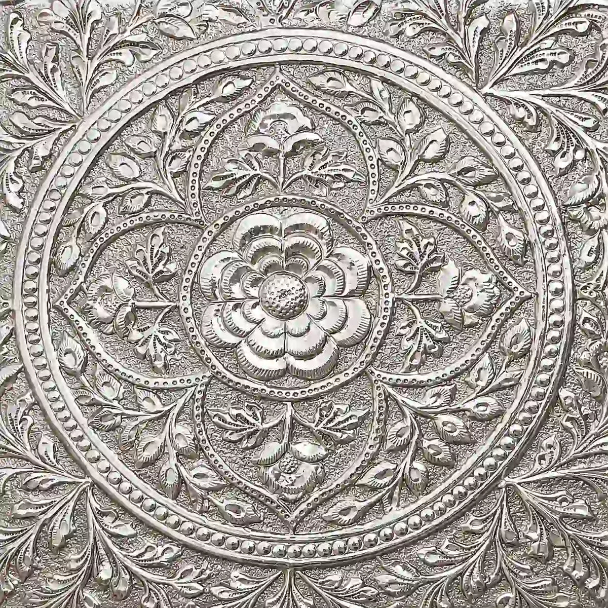 German Silver Handcrafted Chowki with Elephant Leg (7 Inch)